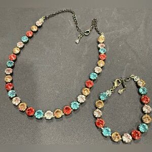 Swarovski crystal Stunning Multicolor Crystal Necklace and Bracelet Set